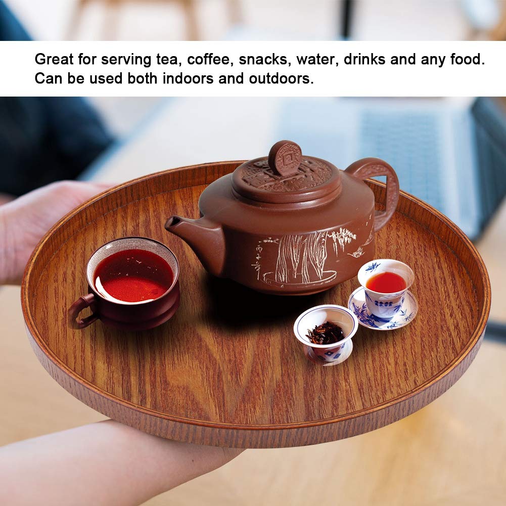 Round Wood Serving Tray - 21cm x 21cm Handcrafted Wooden Plate for Tea, Coffee, Snacks & Drinks | Perfect for Dining, Breakfast in Bed, Party Serving & Home Decor