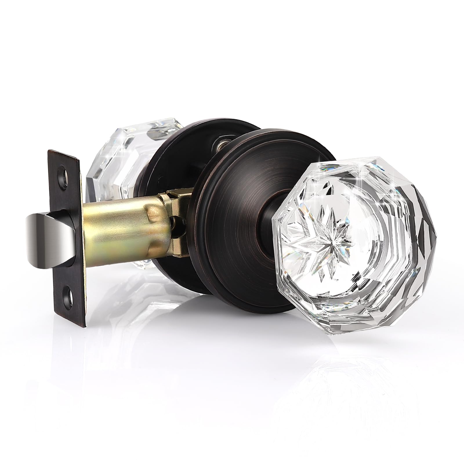 KNOBWELL 6-Pack Classic Tulip Crystal Door Knobs - Oil Rubbed Bronze Passage Function for Hallway & Closet - Athena Collection - Elegant Home & Office Hardware Upgrade