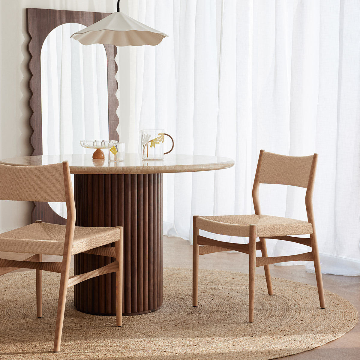 Arrow Paper Cord Dining Chair - Natural Woven Seat, Modern Scandinavian Design, Sturdy Wooden Frame - Perfect for Kitchen, Dining Room, and Outdoor Patio Use