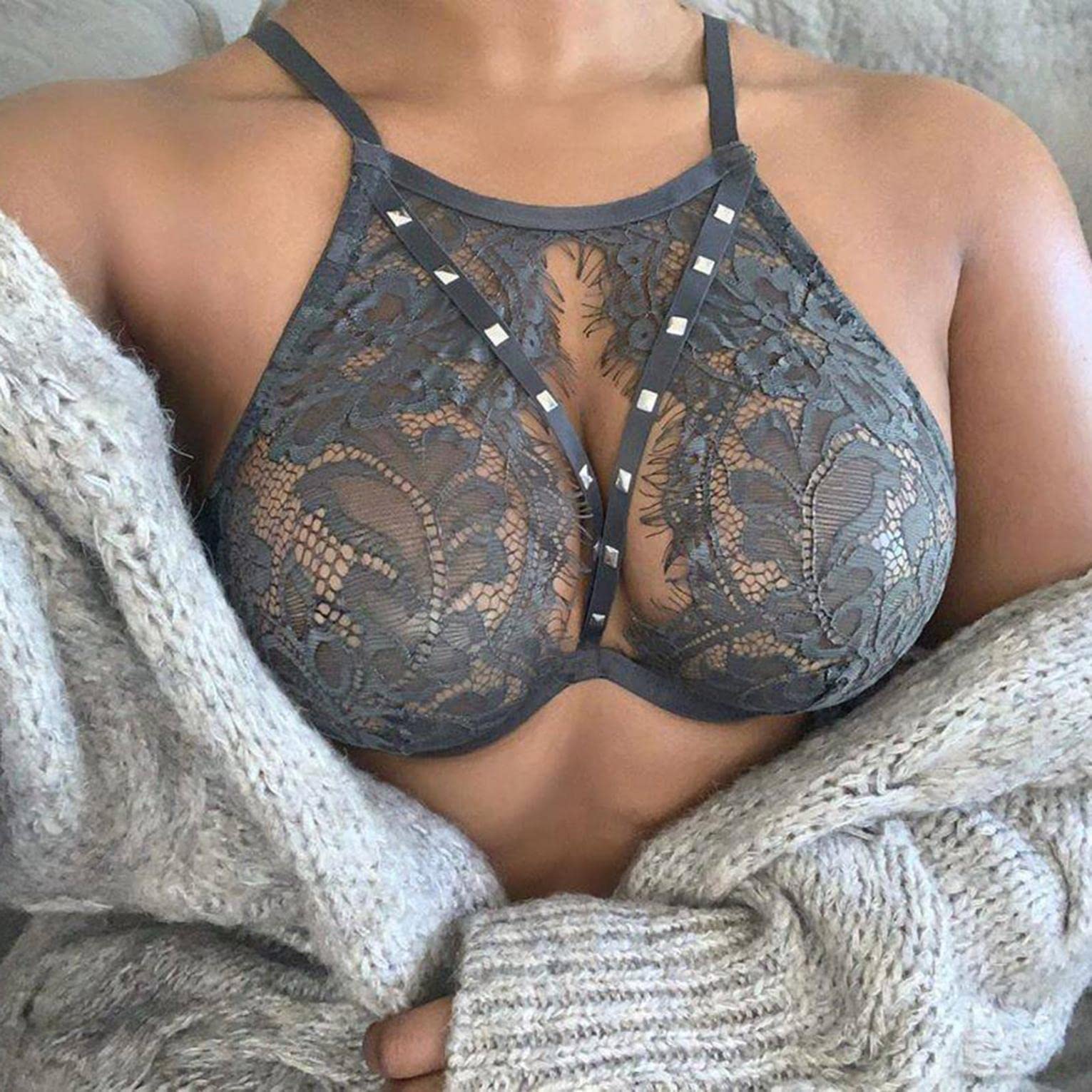 Masbird Women's Sexy Hollow Out Lingerie Set - Lace Babydoll Chemise Nightwear for Romantic Nights & Boudoir Photography