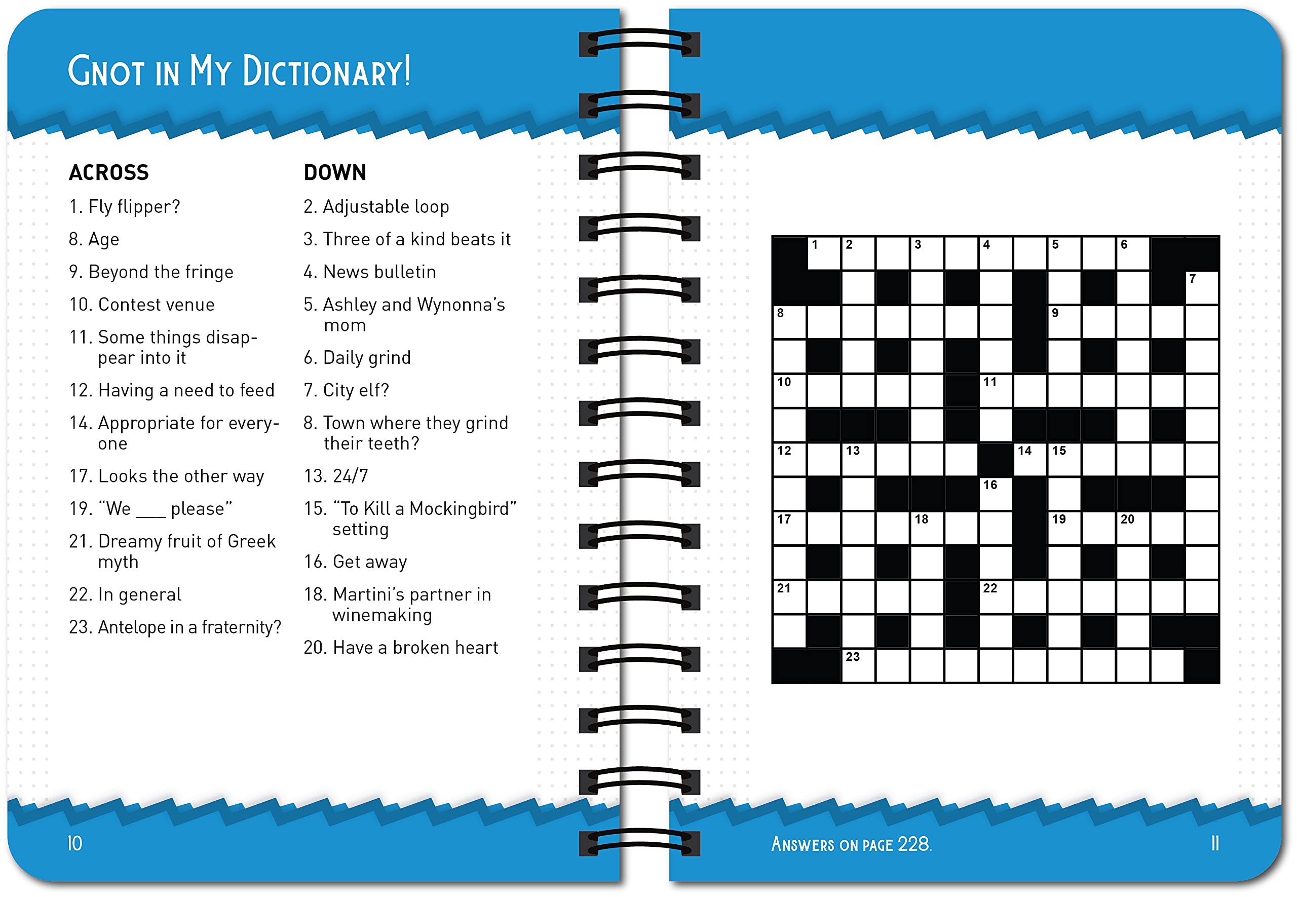 Brain Games - 10 Minute Crosswords Puzzle Book for Adults - Portable Travel & Office Entertainment | Improve Memory & Focus