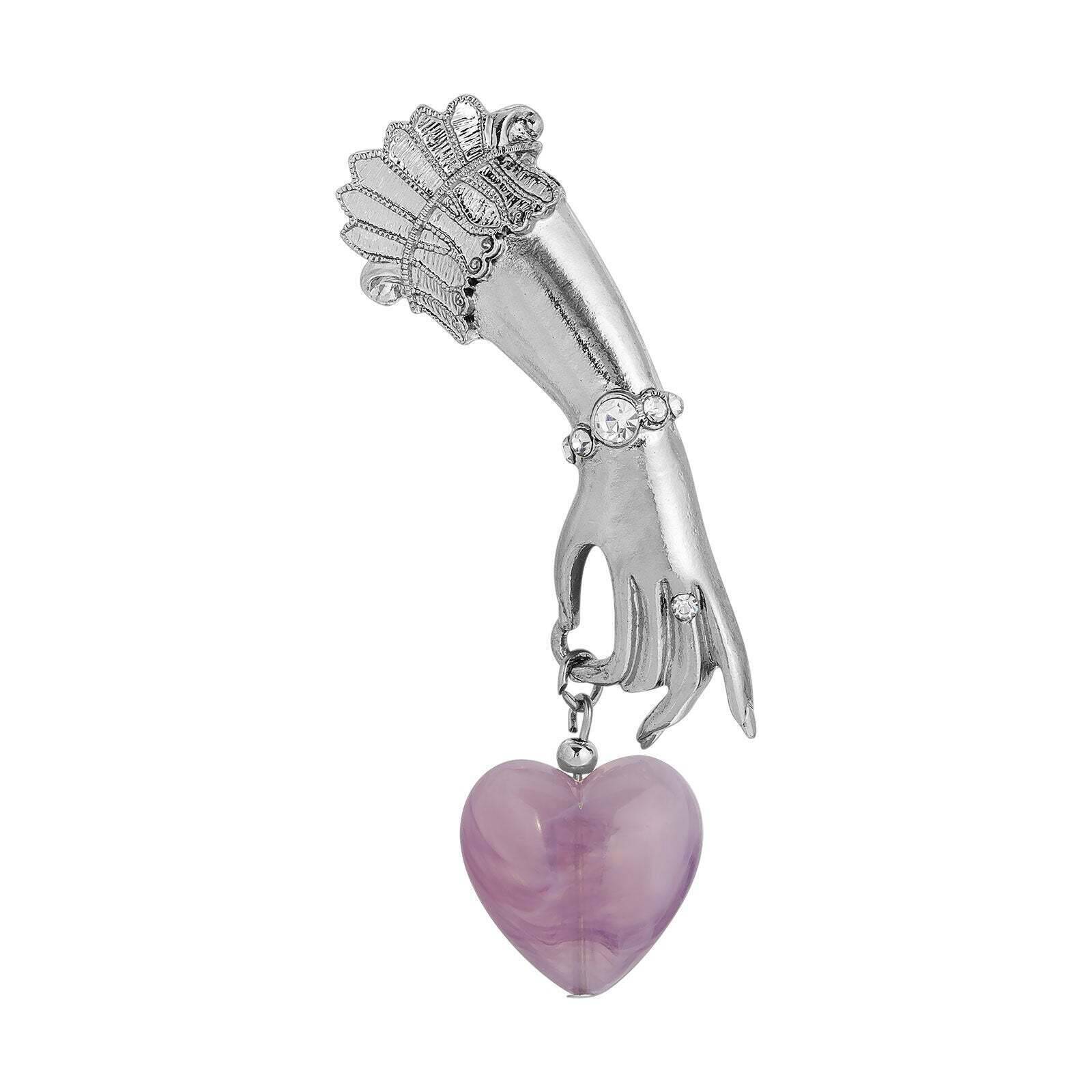 1928 Jewelry Belle Epoch Ladies Handmade Light Purple Beaded Heart Drop Pin - Vintage Inspired Brooch for Women, Perfect for Weddings, Parties & Special Occasions