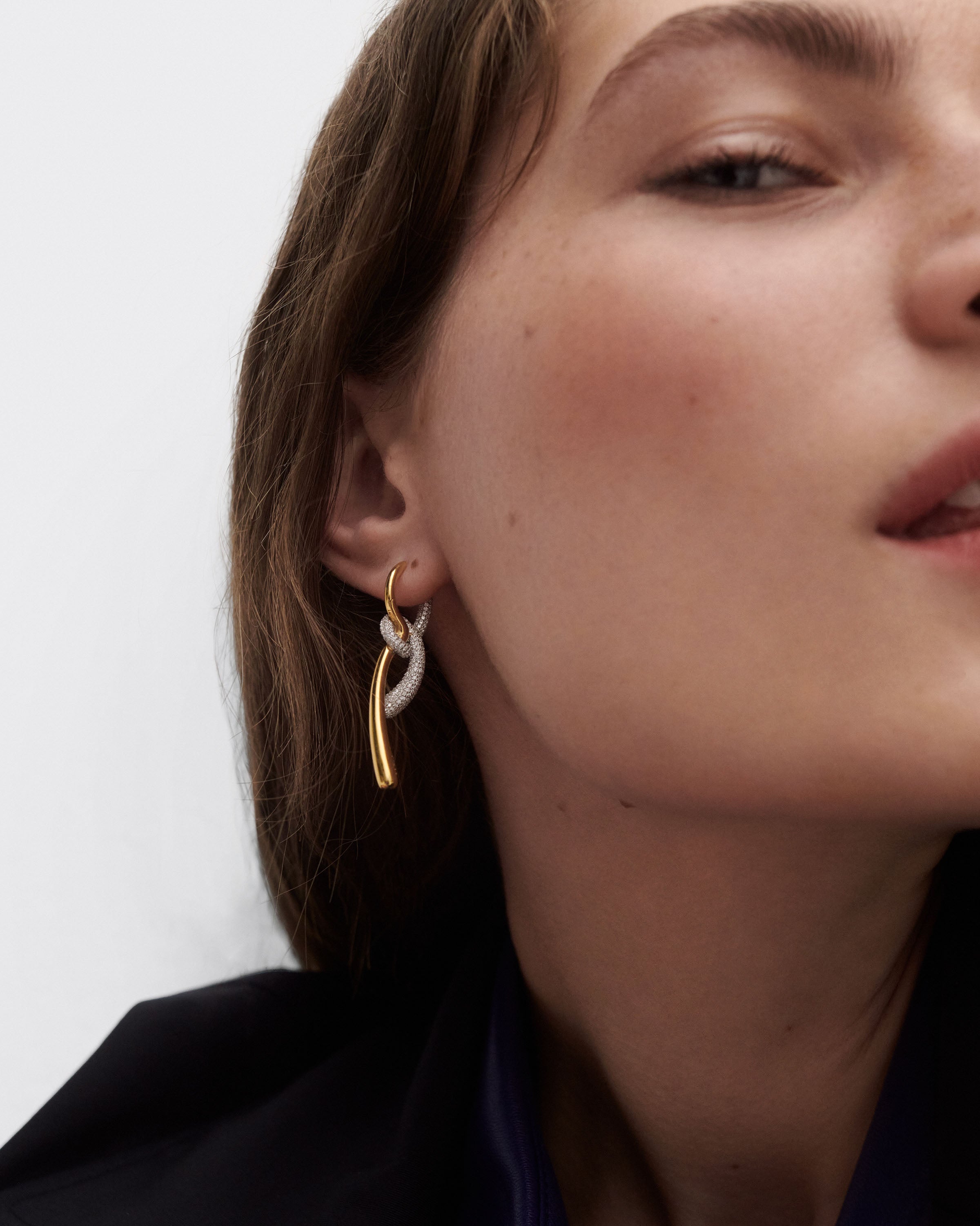 GRID1 Pavé Twist Hoop Earrings for Women - Sparkling Cubic Zirconia Dangle Earrings | Perfect for Parties, Weddings & Date Nights