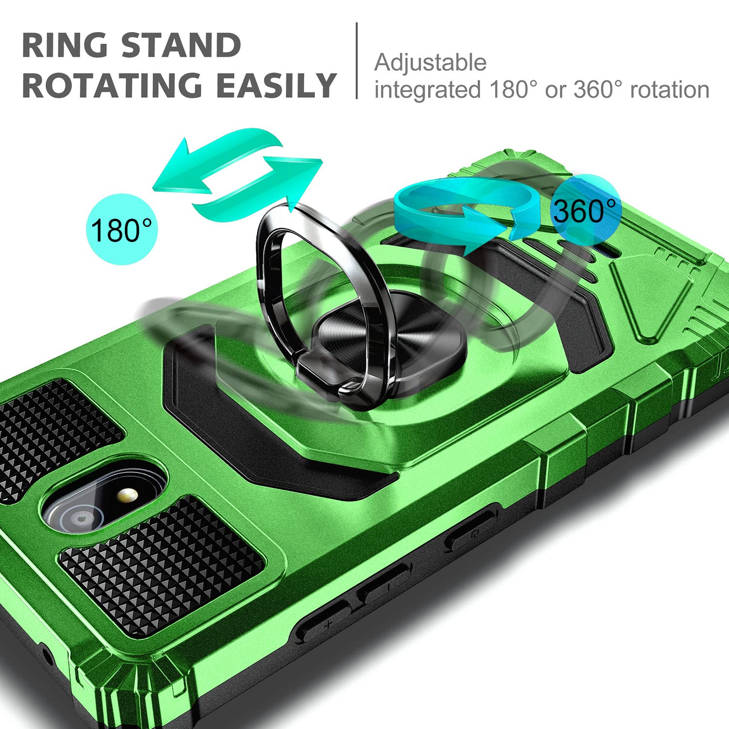 **Military-Grade Protective Case for Nokia C100 with Tempered Glass Screen Protector - Full Body Shockproof Cover with Magnetic Car Ring Holder (Green) - Perfect for Daily Use, Travel & Outdoor Activities**