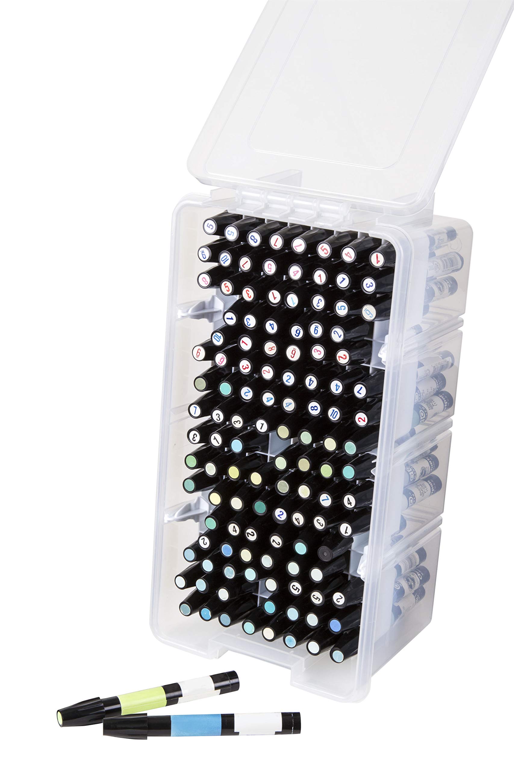ArtBin 6939AB Marker Storage Tray - 64-Slot Organizer for Pens, Pencils, Markers & Brushes | White Plastic Art Supply Organizer | Perfect for Artists, Students & Craft Rooms