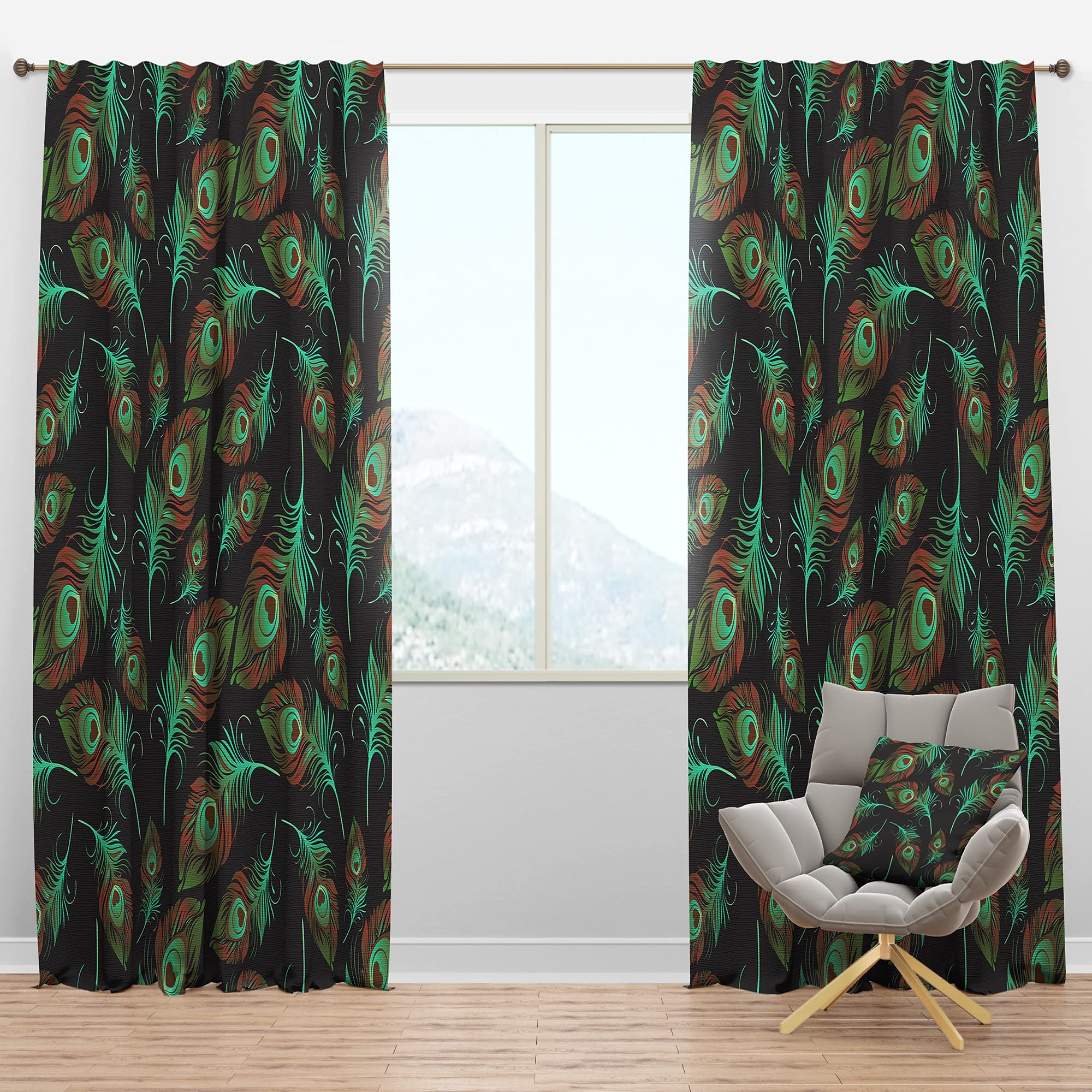 Blackout Curtains - Multicolored Decorative Abstract Bird Feathers Design - Thermal Insulated Bedroom & Living Room Drapes - Single Panel 52x120 Inches - Perfect for Light Blocking, Privacy & Home Decor