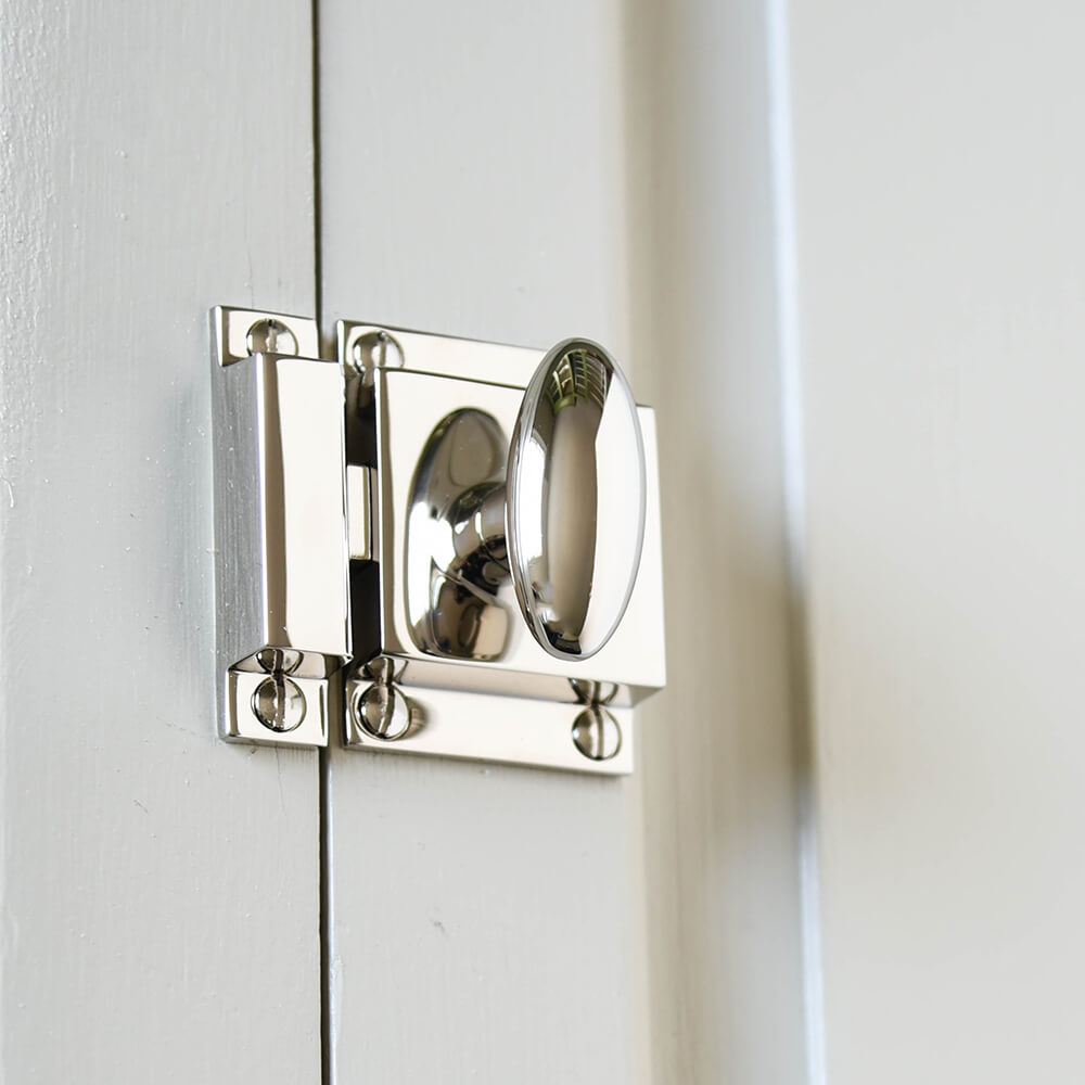 Polished Nickel Zeppelin Cabinet Latch - Vintage Style Drawer & Cabinet Hardware for Kitchen, Bathroom & Furniture - Easy Installation & Durable Finish