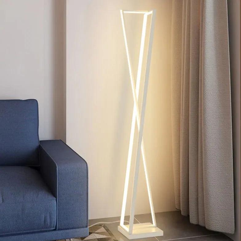 Modern X-Shaped White Plug Tripod Floor Lamp - Adjustable Height for Living Room, Bedroom, or Office Lighting