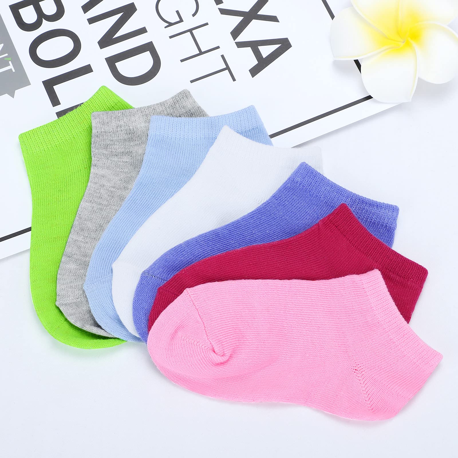BOOPH 15 Pairs Kids Athletic Socks for Boys & Girls - Half Cushion Low Cut Ankle Socks - Comfortable Breathable for School, Sports & Daily Wear