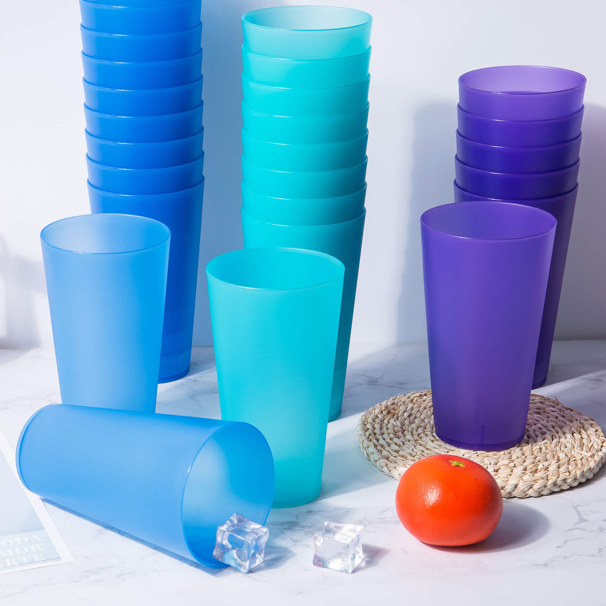 KX-WARE 32oz Plastic Tumblers Set of 12 - Unbreakable, BPA Free, Dishwasher Safe Large Drinking Glasses for Iced Tea, Party, and Outdoor Use | Teal Color