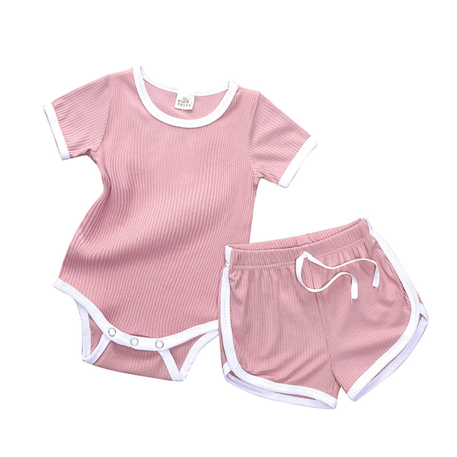 Adorable Baby Girl Clothes Set - Newborn Letter Print Short Sleeve Bodysuit & Matching Shorts 2-Piece Outfit | Perfect for Photoshoots, Playdates & Summer Outings