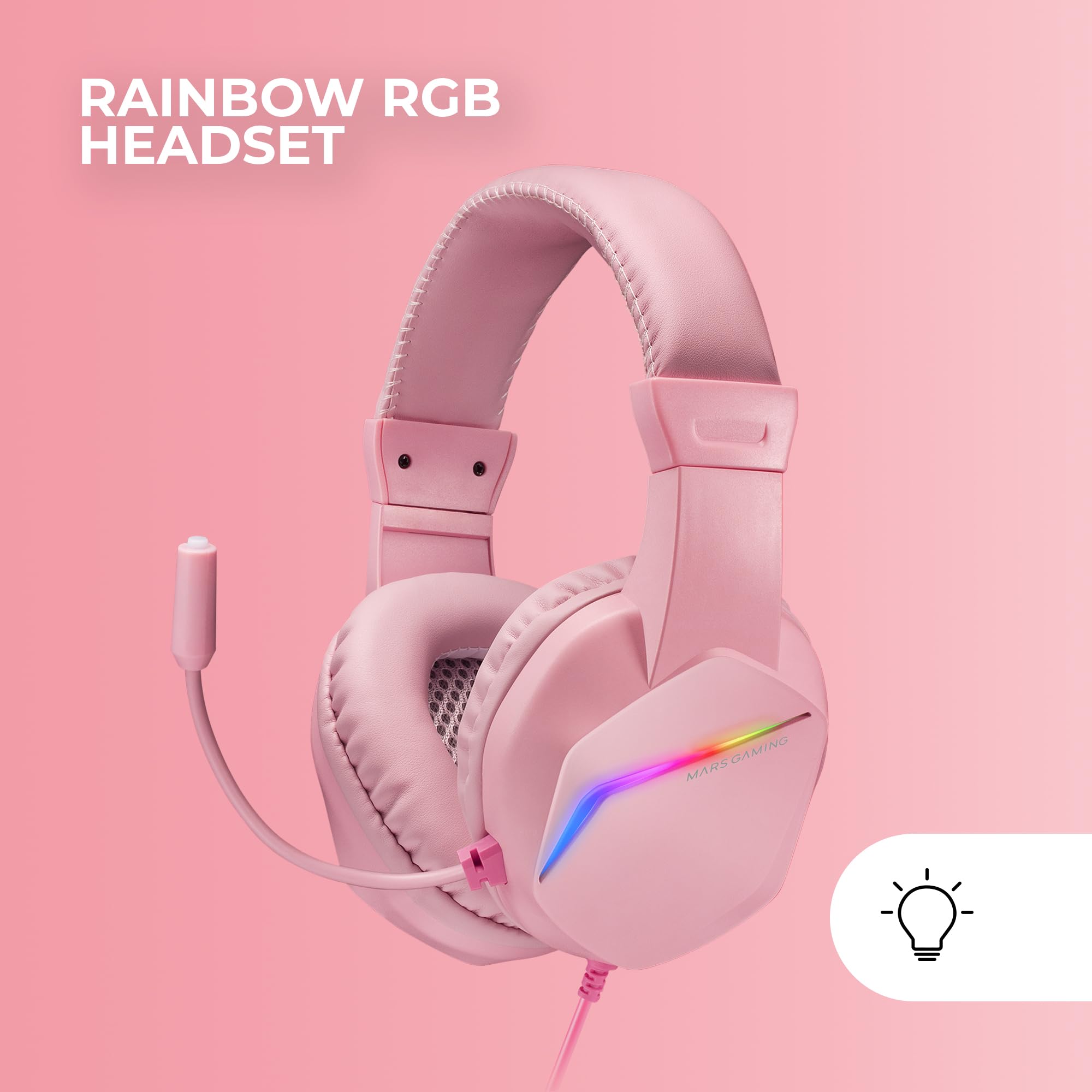 MARSGAMING MCP-RGB3 Gaming Keyboard and Mouse Combo with RGB Lighting, 3200 DPI Optical Gaming Mouse, Over-Ear RGB Headset & XXL Mousepad - Pink (French Layout) - Perfect for PC Gaming, Streaming & Esports