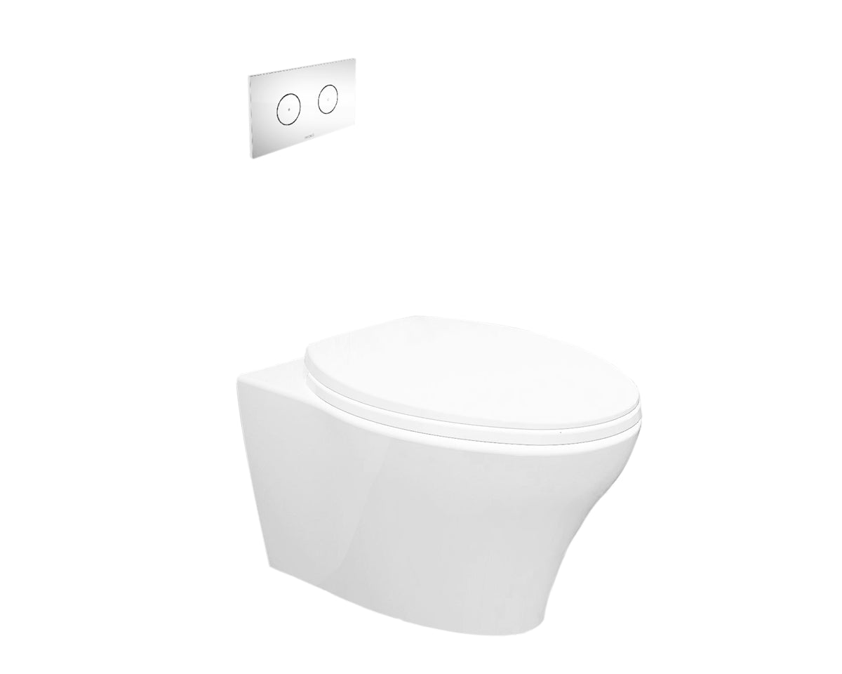 Caroma Somerton Invisi Series II Wall Mounted Toilet - Dual Flush Water Saving Design - Complete Set for Modern Bathroom Renovation | Perfect for Small Spaces & Contemporary Homes