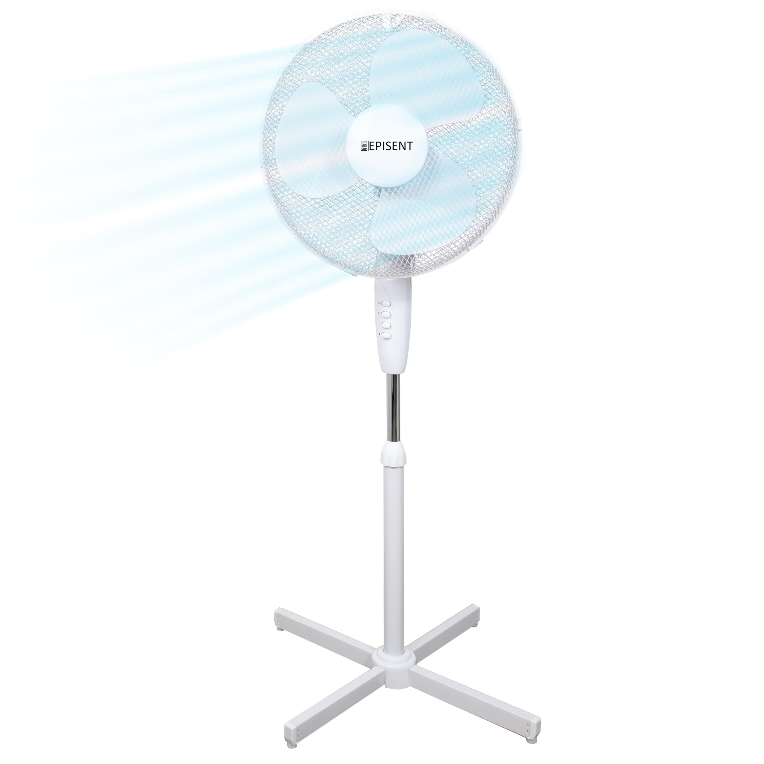 EPISENT 16-Inch Pedestal Fan - Adjustable Height, 3 Speed Settings, Oscillating & Manual Tilt for Powerful Cooling - Perfect for Home, Office, Bedroom, and Living Room Air Circulation