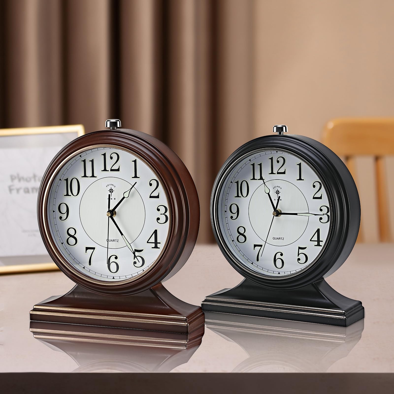 10-Inch Retro Vintage Mantel Clock - Easy to Read Fireplace & Desk Clock for Living Room, Bedroom, Office - Classic Home Décor & Desktop Decoration (Bright Brown) | Perfect for Gift Giving, Mantel Display & Vintage Style Interiors