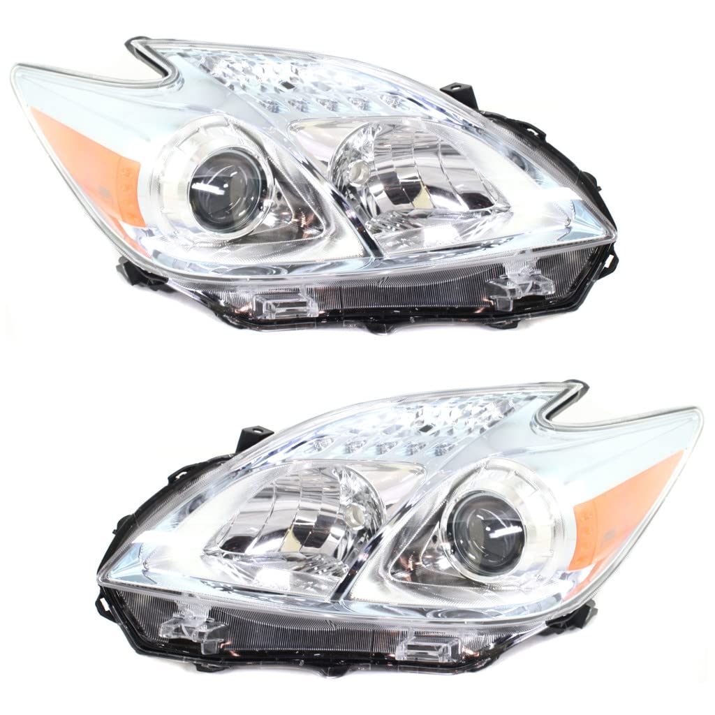 2010-2011 Toyota Prius Headlight Assembly Pair - Driver & Passenger Side (TO2518122 TO2519122 | 81170-47211 81130-47211) - Direct Replacement for Improved Night Visibility & Safety Driving