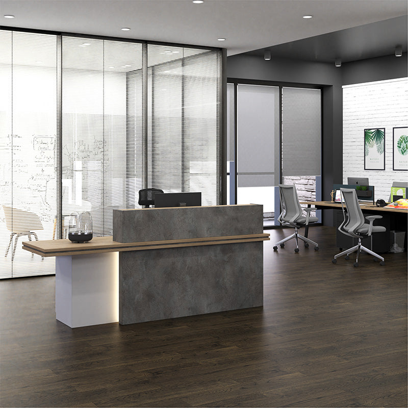JARIN 1.8M Left Panel Reception Desk in Carbon Grey & White - Modern Office Furniture for Lobby, Hotel, or Corporate Reception Areas