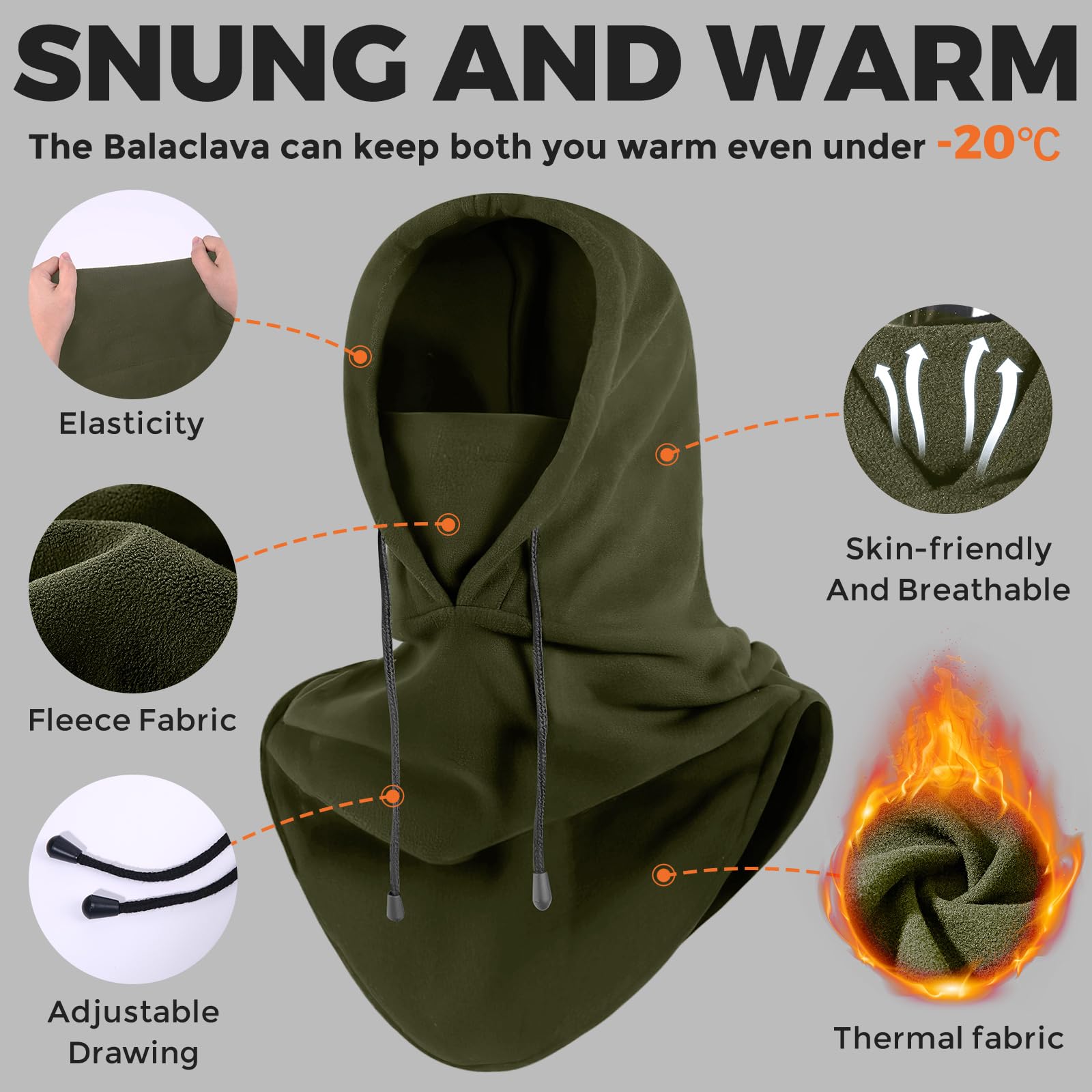 Warm Fleece Balaclava Ski Mask for Men & Women - Cold Weather Face Cover for Skiing, Snowboarding, Motorcycling & Outdoor Winter Activities