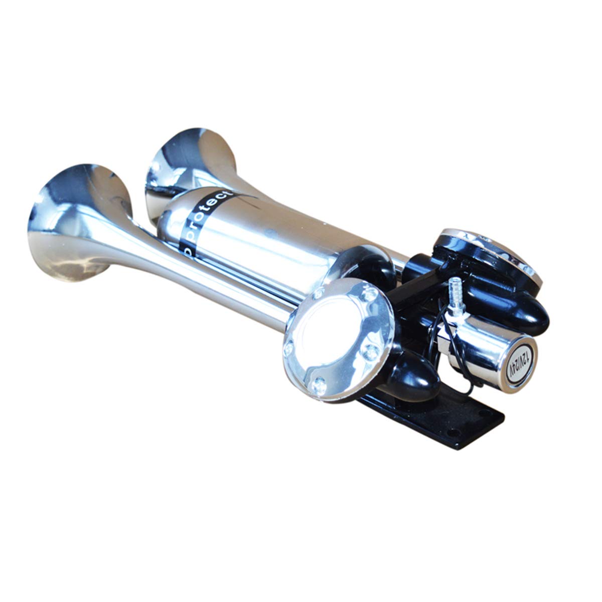 TECHTONGDA 126dB Loud Air Horn Kit for Trucks & Trains - Dual Trumpet Stainless Steel Air Tank (No Air Pump Included) - Perfect for Emergency Vehicles, Boats & Safety Alerts