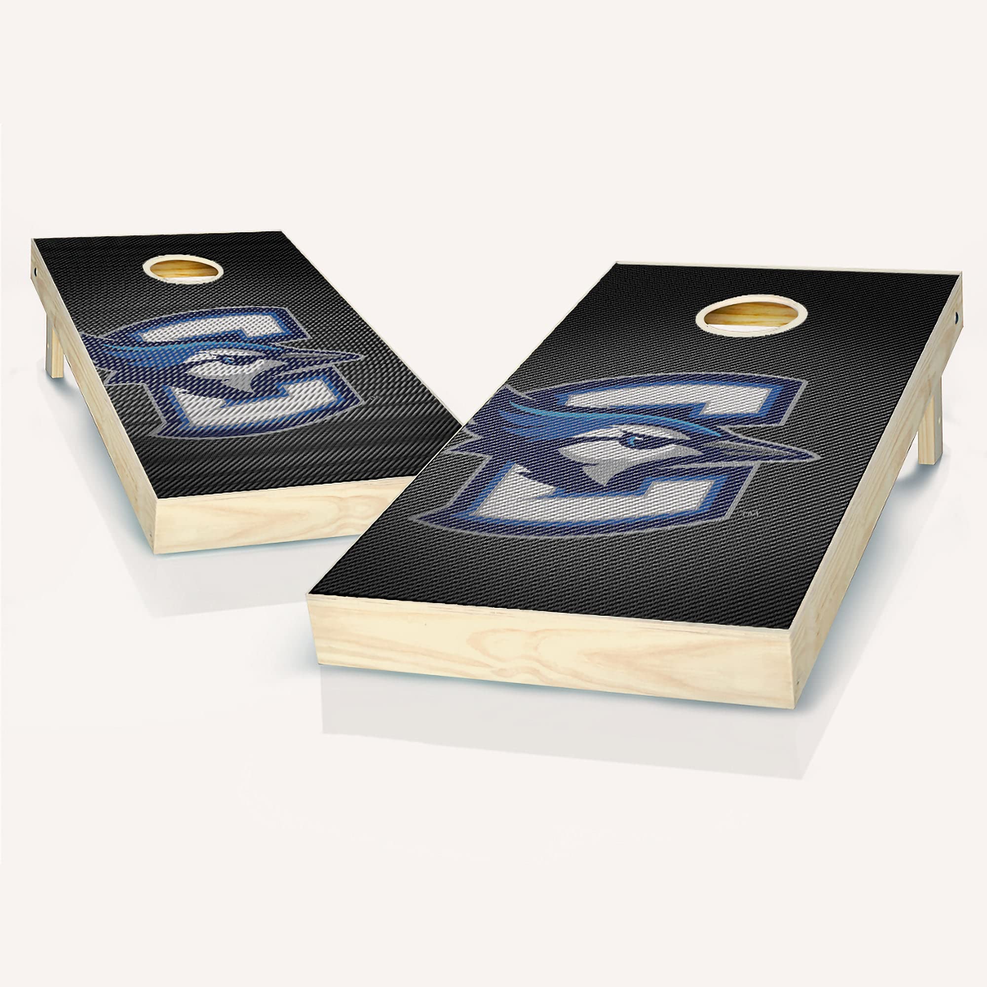 Premium Creighton Slanted Cornhole Game Set - 2 Wooden Boards & 8 Bean Bags for Outdoor Lawn Games, Tailgating, Backyard Parties and BBQ Events