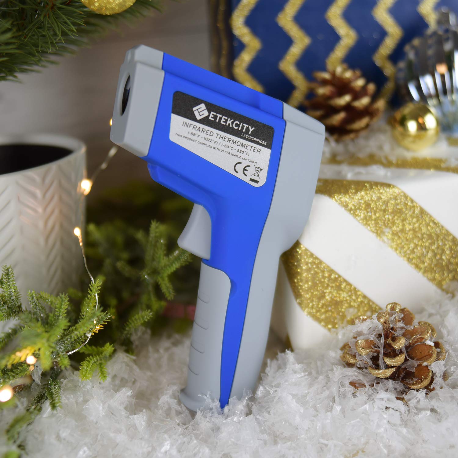 Etekcity Infrared Thermometer Gun -58°F to 1022°F (-50°C to 550°C) with Adjustable Emissivity, Non-Contact Digital Laser Temperature Gun for Cooking, HVAC, Automotive, Industrial Use - Perfect for Grilling, Meat, Refrigerator, Pool and Oven Temperature Monitoring (Blue)