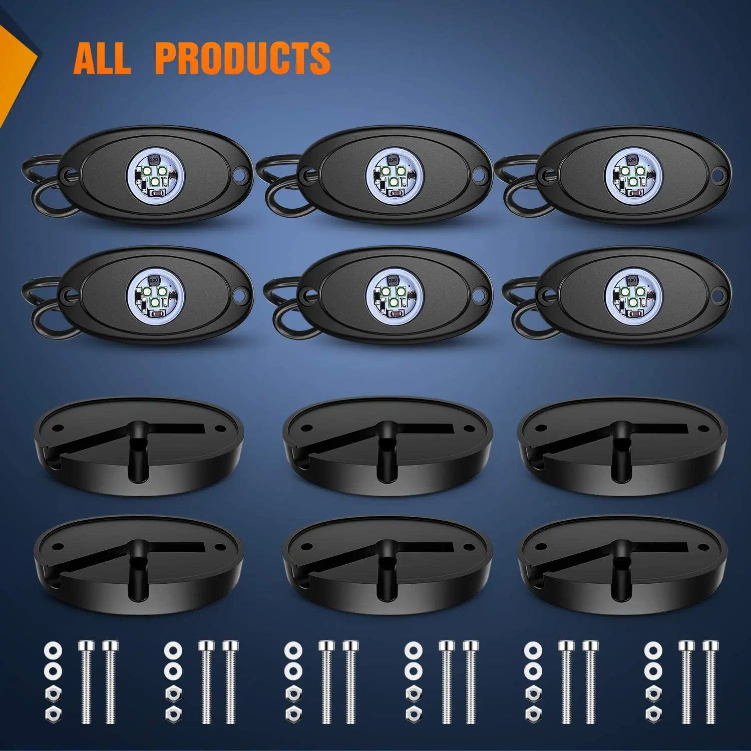 Blue LED Rock Lights (6 Pack) - Waterproof Off-Road Underbody Lighting for Trucks, Jeeps, SUVs - Perfect for Night Driving, Car Shows & Off-Road Adventures