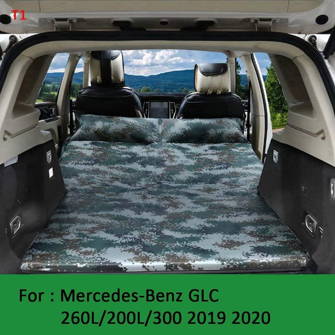 **WSJYP Automatic Inflatable Bed for Mercedes-Benz GLC – Portable Folding Travel Air Mattress (260L/200L/300L) with Pillow – T1 Camouflage Design – Ideal for Camping, Road Trips & Car Naps**