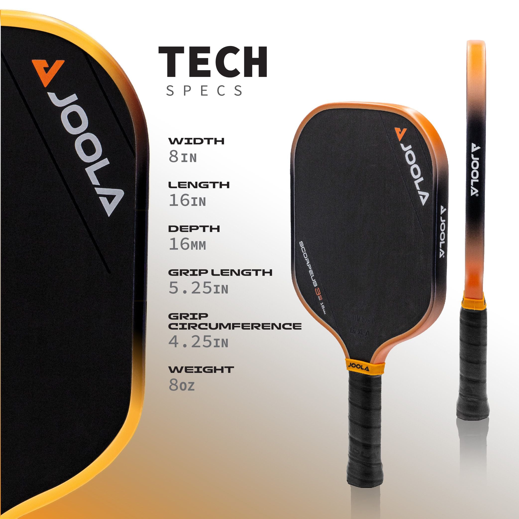 JOOLA Collin Johns Scorpeus 3S 16mm Pickleball Paddle - Premium Performance for Competitive Play | Demo & Rental Options Available | Perfect for Tournaments, Club Play & Practice Sessions