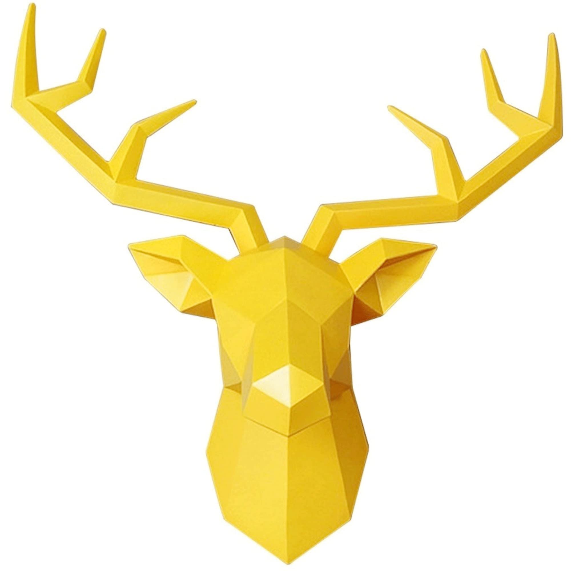 Resin Stag Head Wall Mount - Realistic Deer Head Wall Decor with Antlers for Home, Kitchen, Bar & Hotel - Modern Geometric Animal Wall Art for Living Room, Hallway & Office Background Decoration