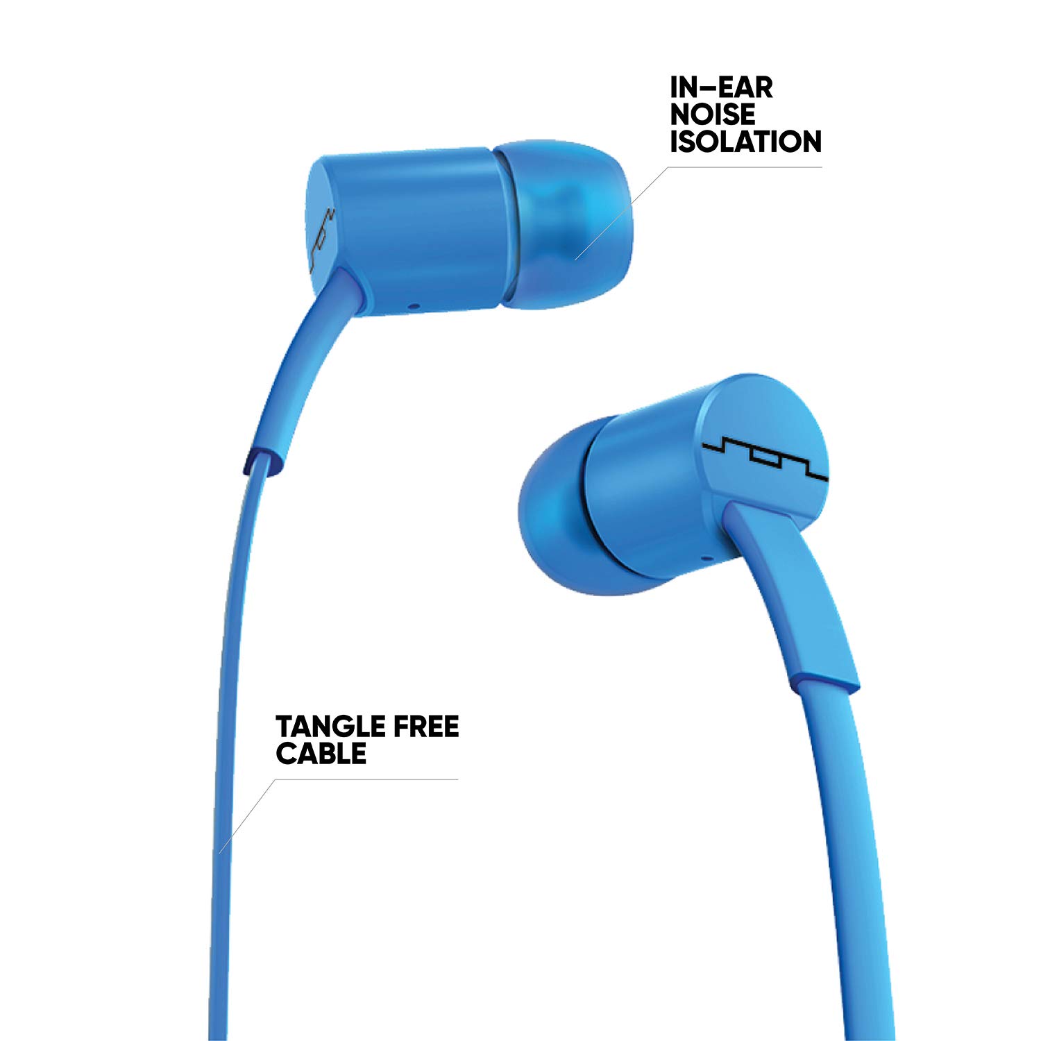 Sol Republic JAX In-Ear Headphones with 1-Button Mic & Music Control - Electric Blue | Noise Isolating Earbuds for Running, Gym & Commuting