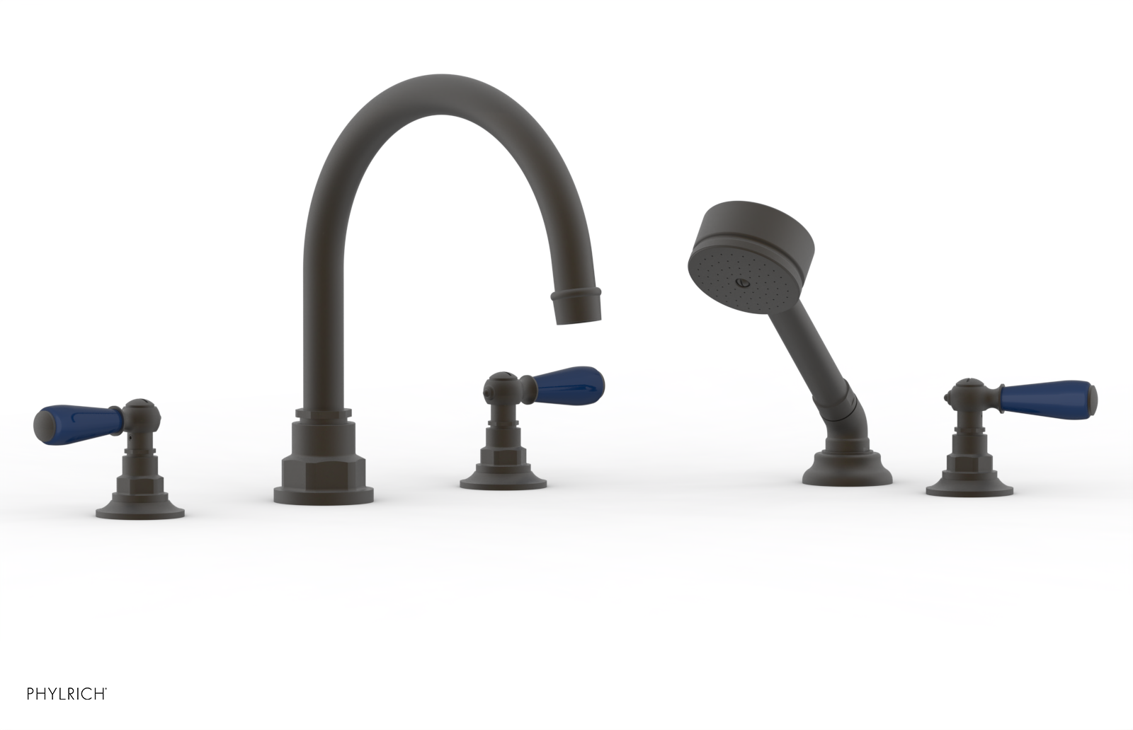 Jamestown Deck Tub Set with Hand Shower - Lever Handles & Navy Blue Accents - 165