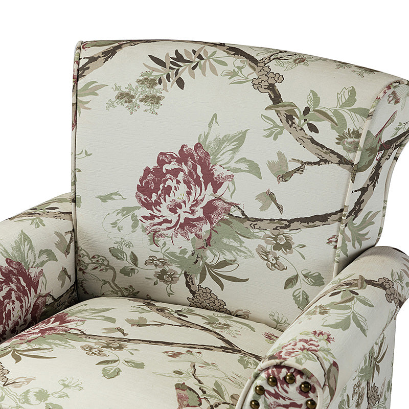 Artemisa Modern Floral Pattern Upholstered Armchair - Comfortable Living Room Accent Chair for Home Office & Lounge Decor