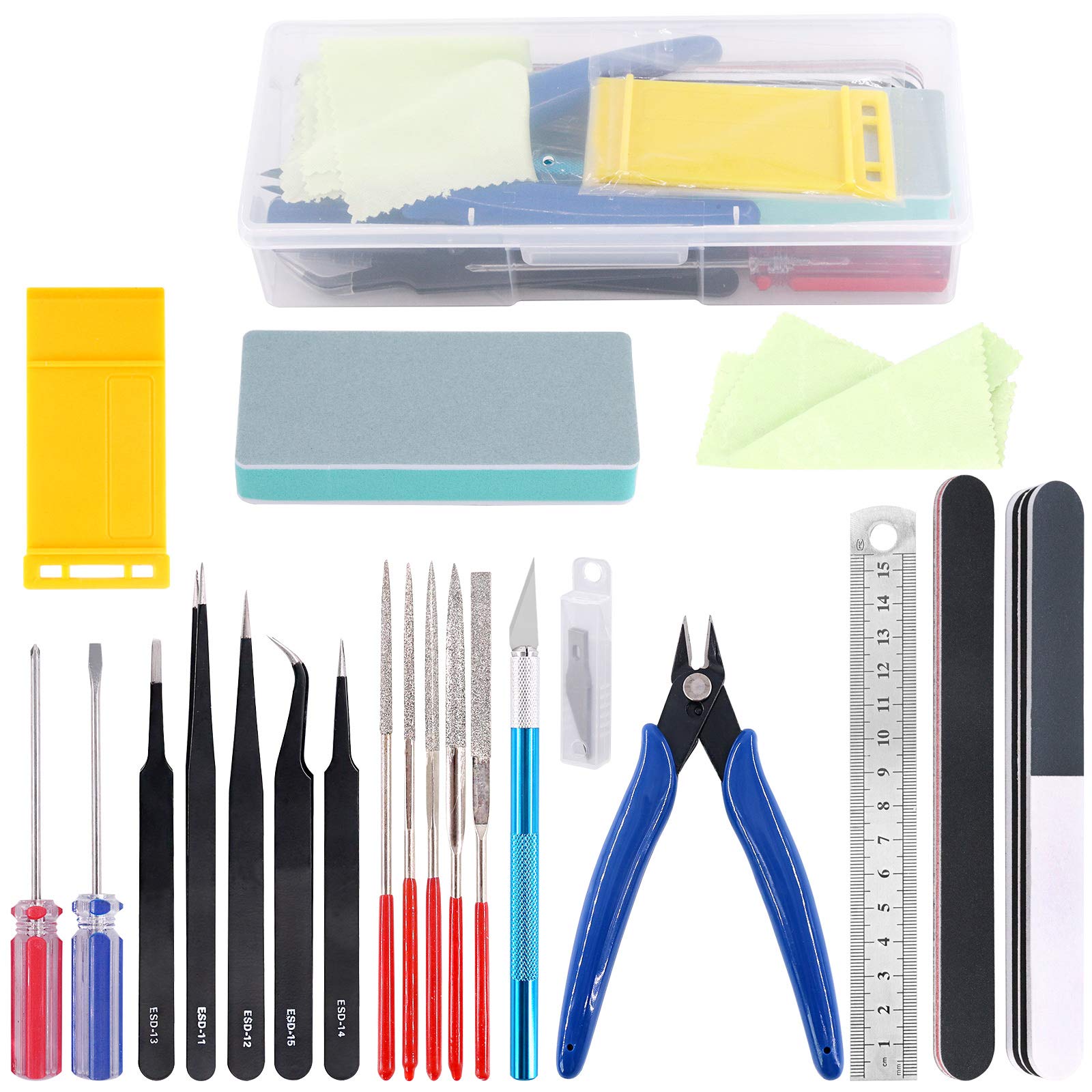 21Pcs Modeler Basic Tools Craft Set - Essential Hobby Building Tools Kit for Gundam, Car & DIY Model Kits - Perfect for Beginners & Advanced Model Builders