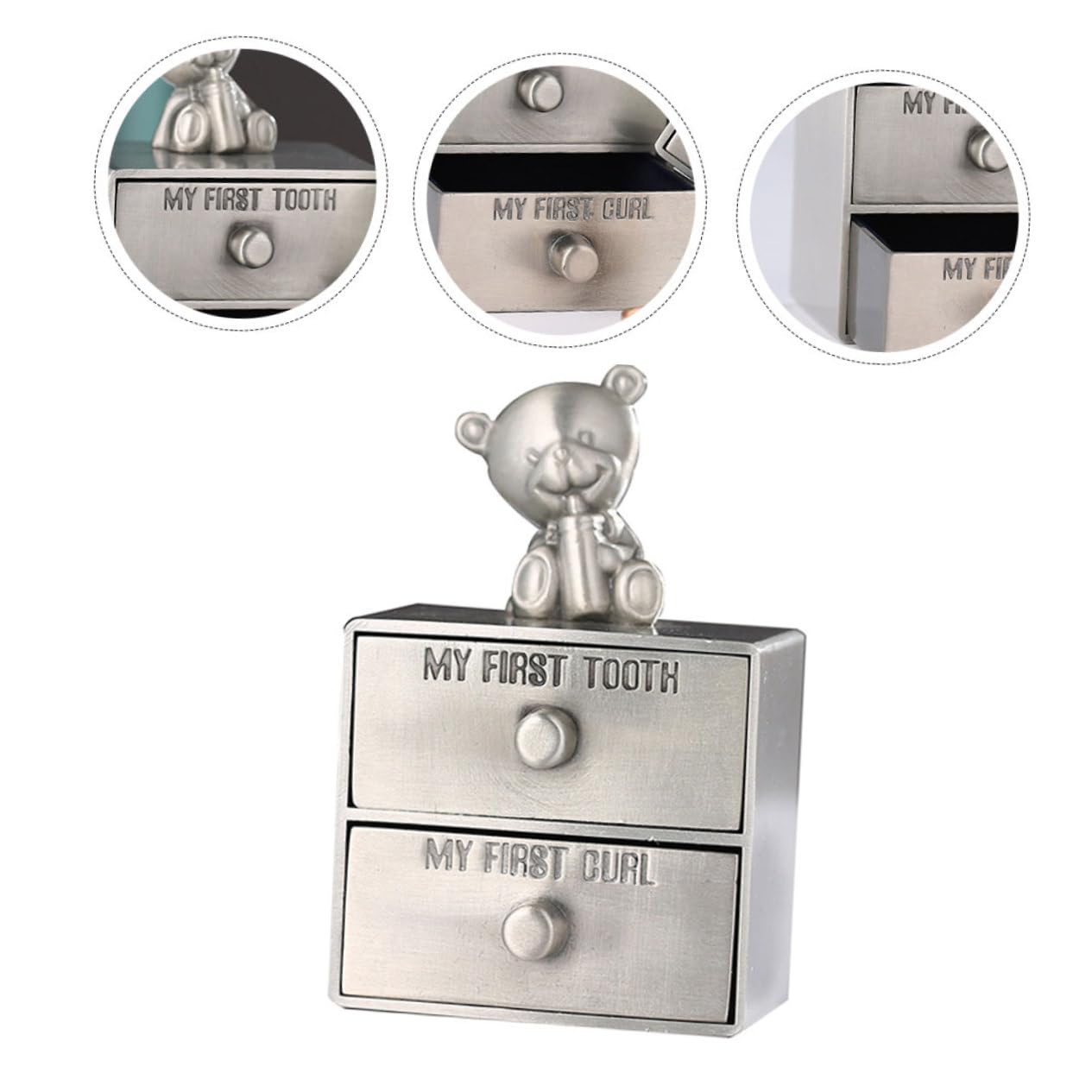 VICASKY Metal Tooth Keepsake Box - Small Decorative Jewelry Storage Container for Baby Teeth, Boys & Girls - Perfect for First Tooth Keepsake, Memory Box & Gift Idea