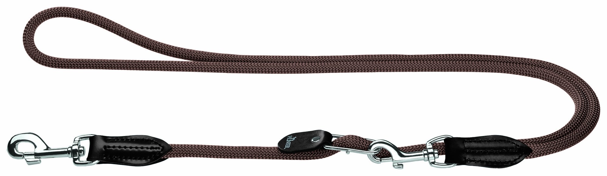HUNTER Freestyle Adjustable Dog Leash - 10mm Thick 200cm Long Brown Nylon Pet Lead for Medium to Large Dogs - Perfect for Walking, Training & Outdoor Adventures