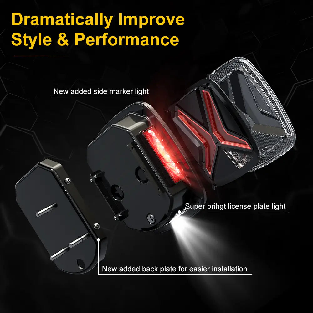 Upgraded LED Brake Tail Lights with License Plate & Side Marker Lights for Jeep Wrangler CJ YJ TJ (1976-2006) - Enhanced Visibility & Safety for Off-Road Adventures & Night Driving