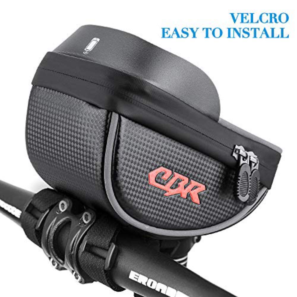 **Waterproof Bike Frame Bag - Top Tube Handlebar Pouch for Cycling with Touch Screen Phone Pocket (Fits Up to 6