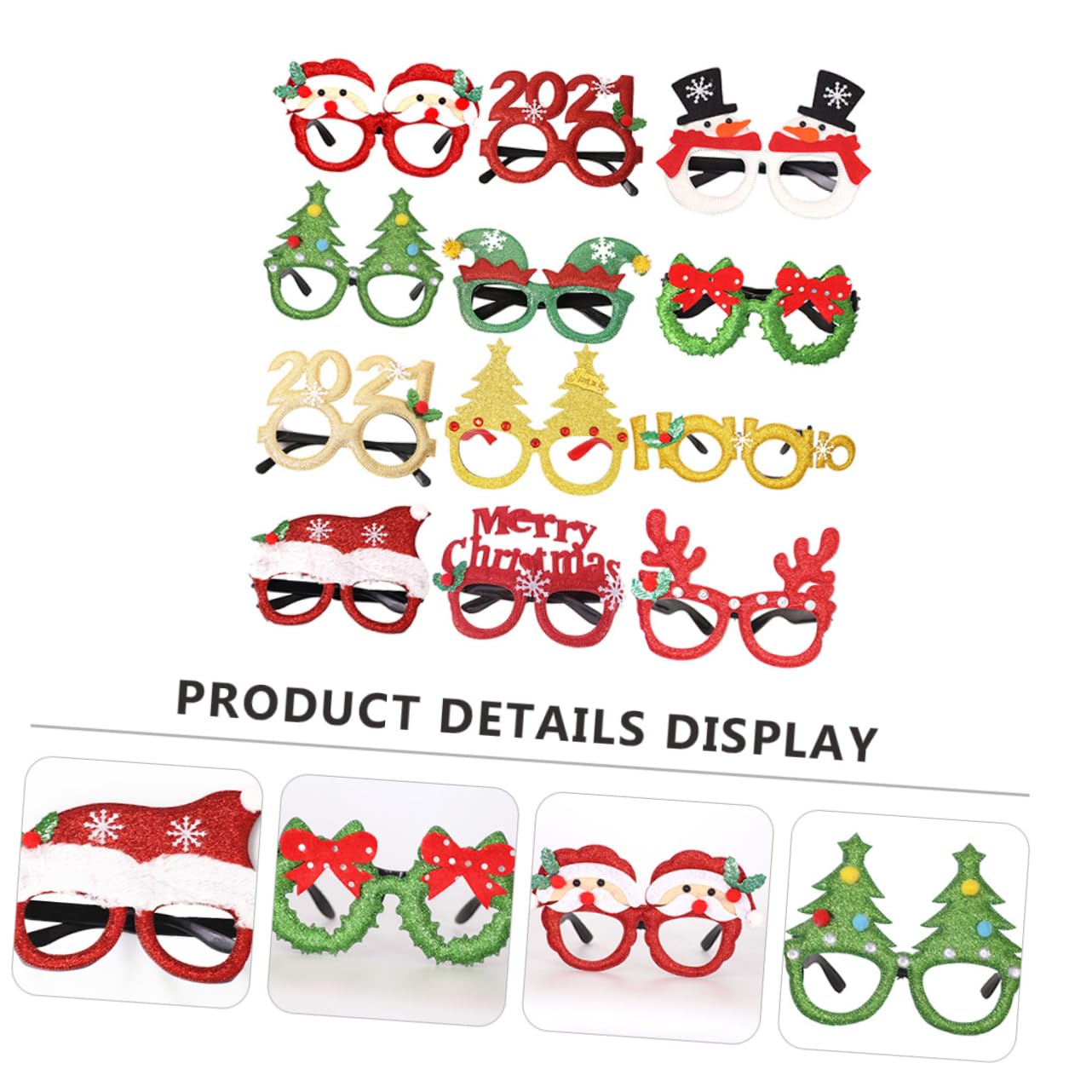 36-Piece Christmas Glasses Set for Kids - Fun Novelty Holiday Eyewear Frames & Accessories - Perfect for Christmas Decor, Parties & Festive Celebrations