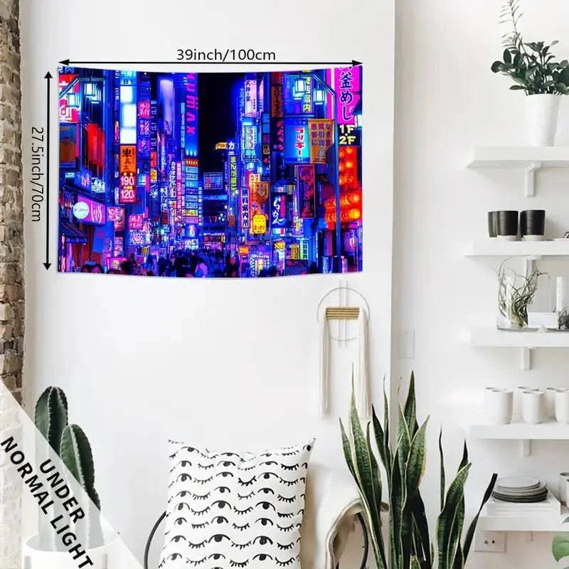 Tokyo City Official Glow in The Dark UV Tapestry Wall Art - Perfect for Bedroom, Dorm Room & Anime Decor