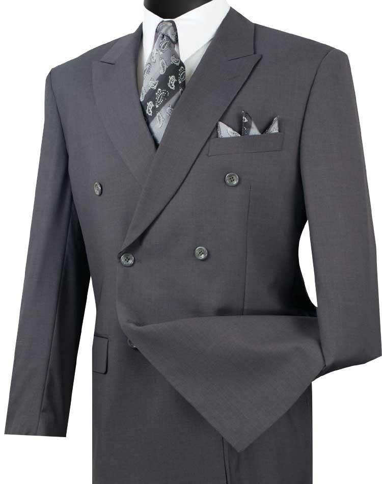 Men's Heather Gray Double Breasted Regular Fit Suit - Classic Business Formal Attire for Weddings, Office & Special Occasions
