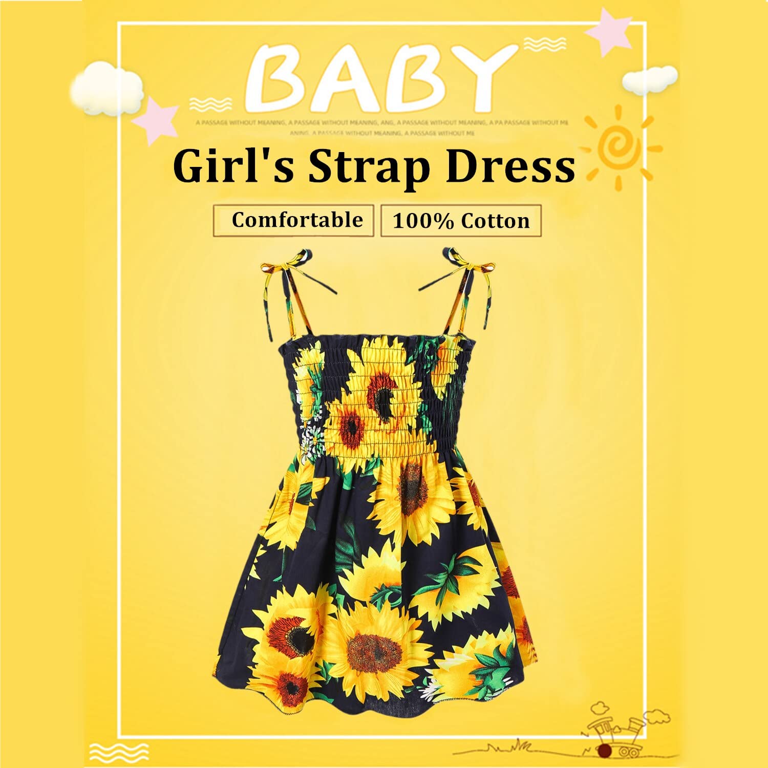 Girls Summer Dresses - Toddler Floral Sundress with Straps & Backless Design | Cute Flower Print Kids Dress for Beach, Party & Outdoor Play