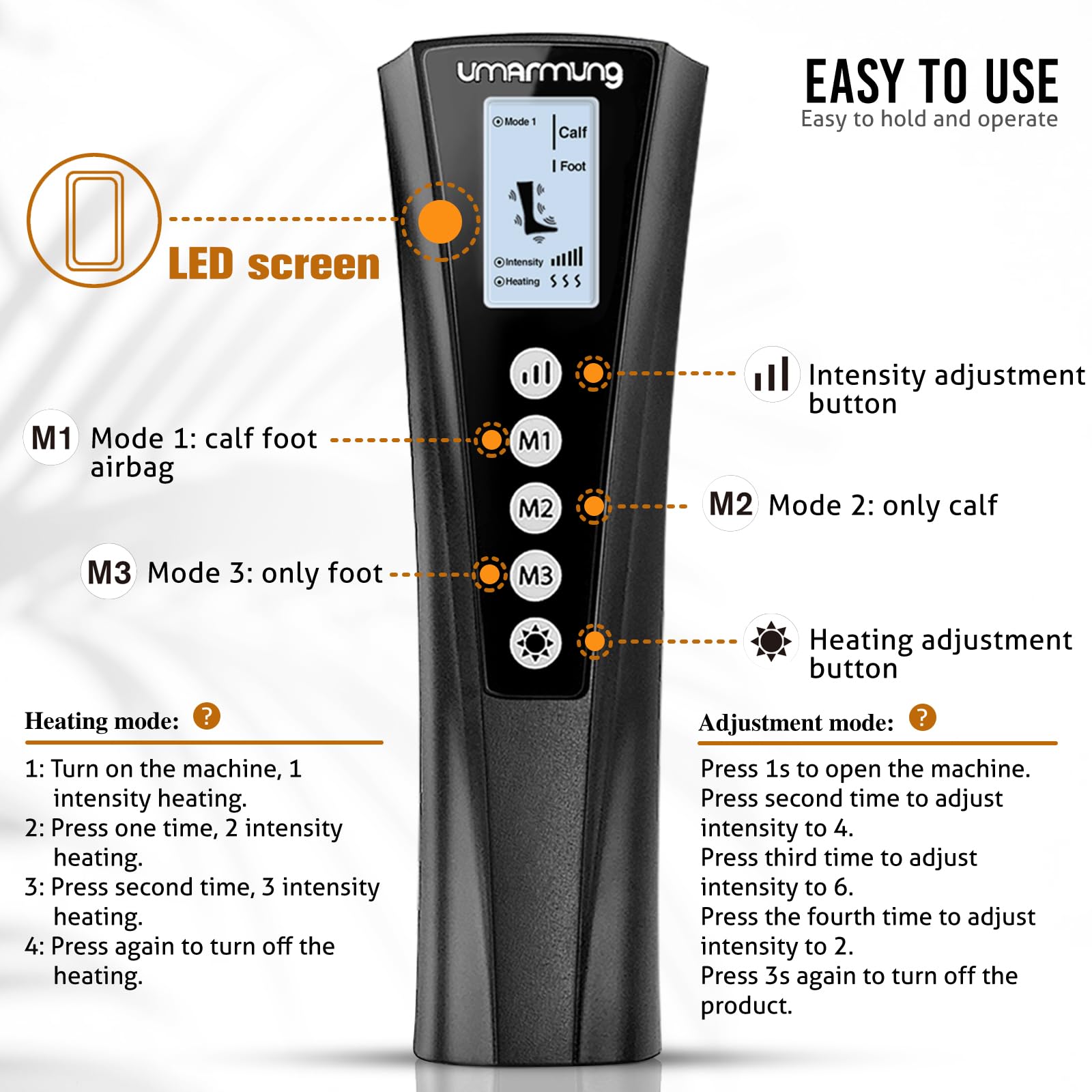 UMARMUNG Air Compression Leg Massager with Heat - Best Gifts for Women, Men, Mom & Dad - Relieves Varicose Veins, Edema, Muscle Fatigue, Cramps & Swelling - Perfect for Home Relaxation, Post-Workout Recovery & Holiday Gifts (Christmas, Father's Day, Mother's Day)
