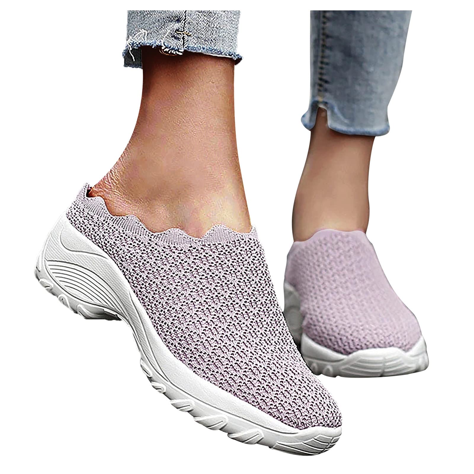 **Leourem Women's Running Shoes - Non-Slip Lightweight Breathable Walking Sneakers for Women | Fashion Casual Slip-On Mesh Shoes with Round Toe | Perfect for Summer, Sports & Everyday Wear**