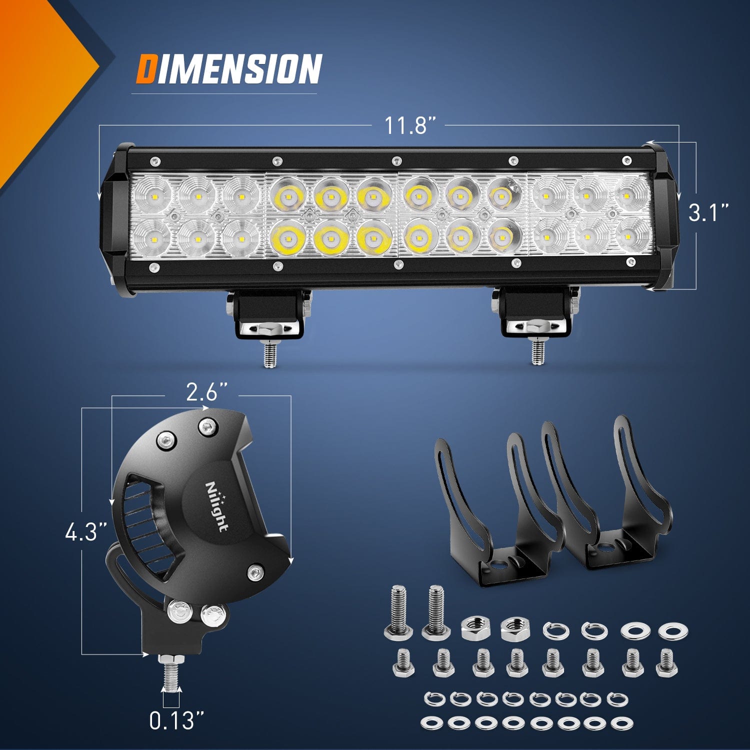72W 5000LM 12 Inch Double Row LED Light Bars with Amber/Black Covers - Spot Flood Combo for Off-Road Trucks, ATVs & Boats (Pair)