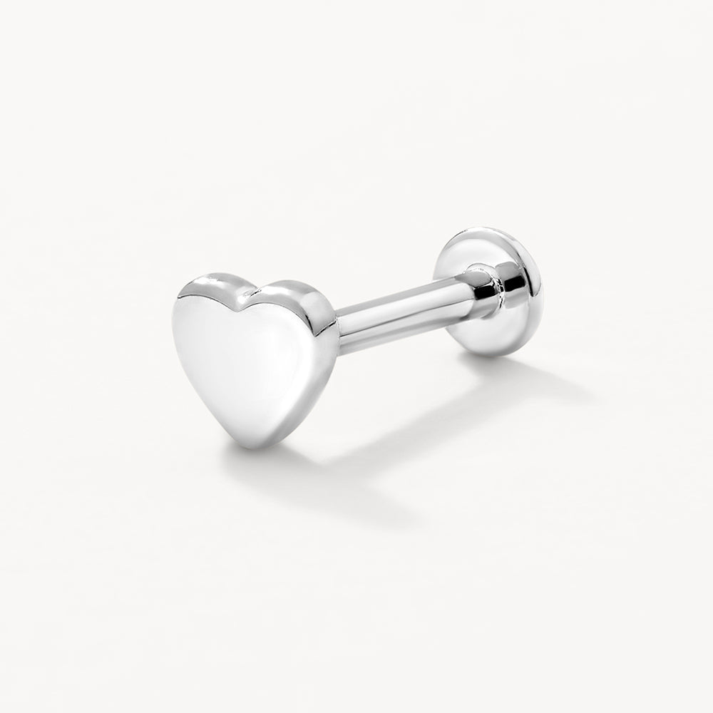 Micro Heart Helix Single Stud Earring in Sterling Silver - Perfect for Cartilage Piercing, Everyday Wear & Gift Giving