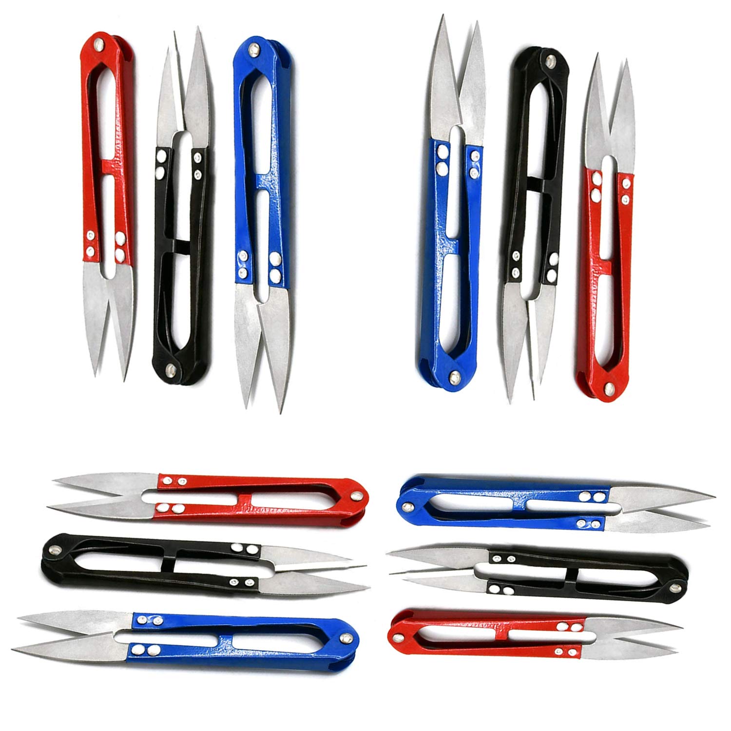 12Pcs U-Shaped Sewing Scissors - Mini Embroidery Thread Clippers, Precision Beading Cutters & Craft Snips for DIY, Quilting, Cross Stitch - Perfect for Fabric Trimming, Yarn Cutting & Fishing Line Projects