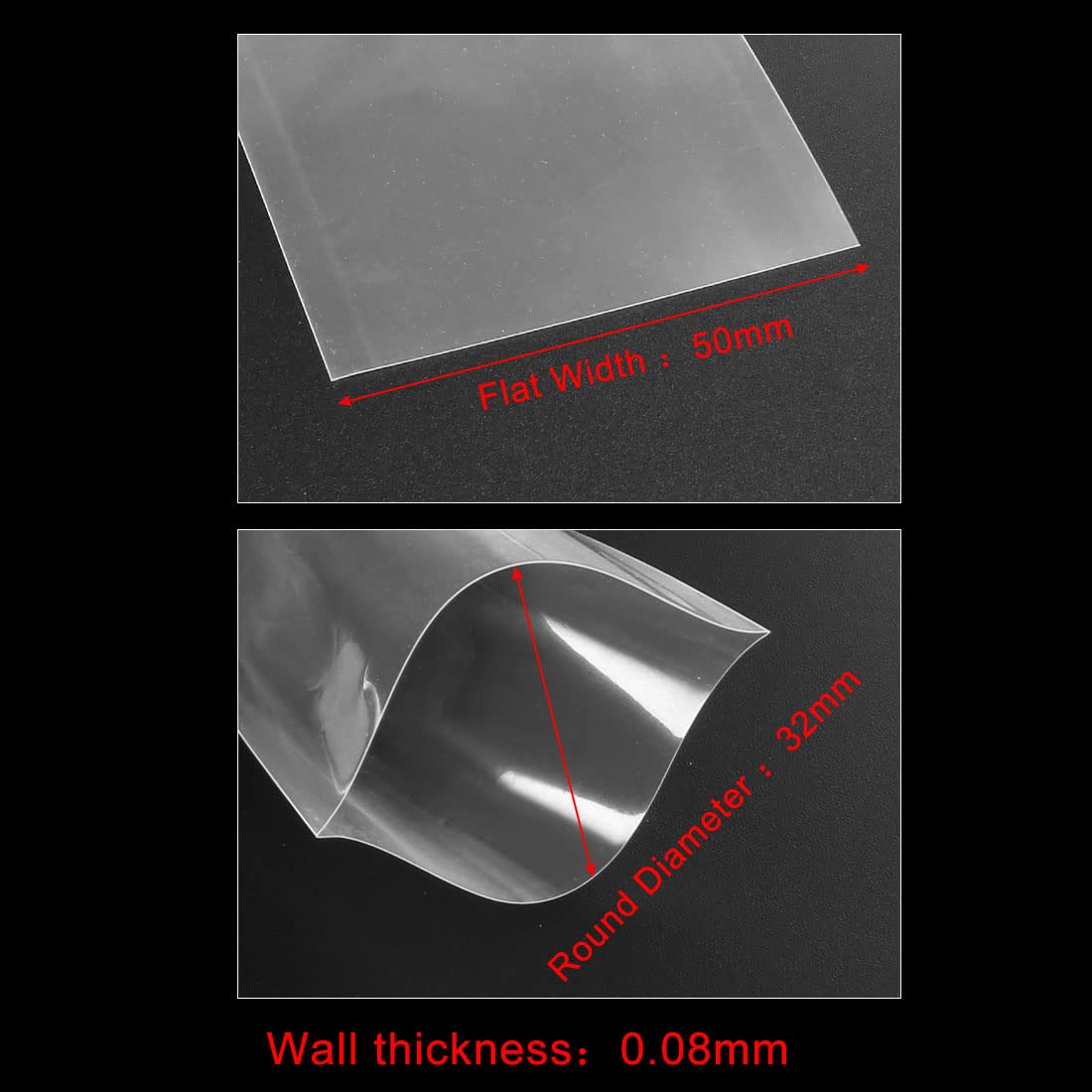 uxcell 50mm Clear PVC Heat Shrink Tubing - 2M Length for 18650 Battery Packs | Wire Insulation, DIY Electronics Repair, Cable Protection