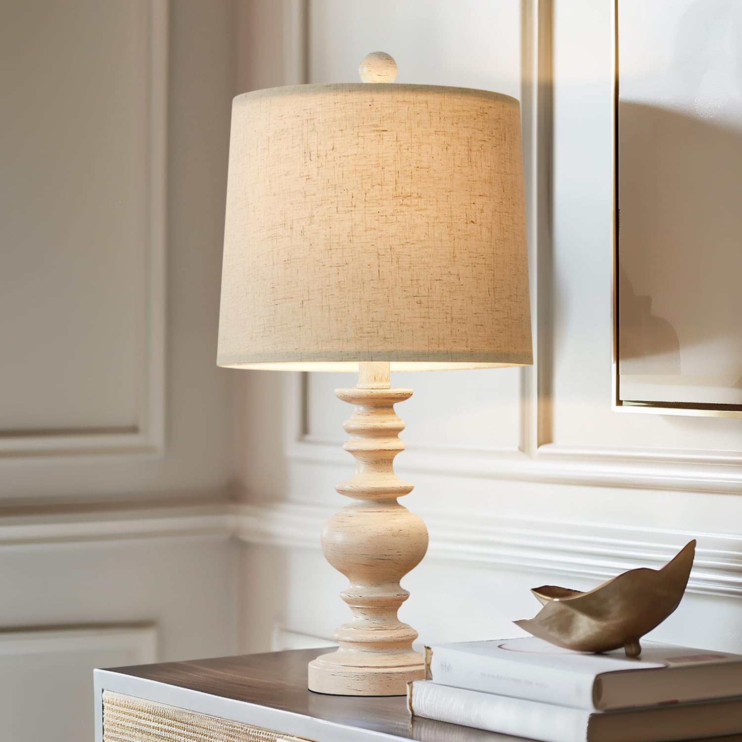 PoKat 20.5'' Vintage Farmhouse Table Lamp - Traditional Bedside Lamp for Bedroom, Nightstand, Living Room & End Tables | Perfect for Reading, Relaxing & Home Decor
