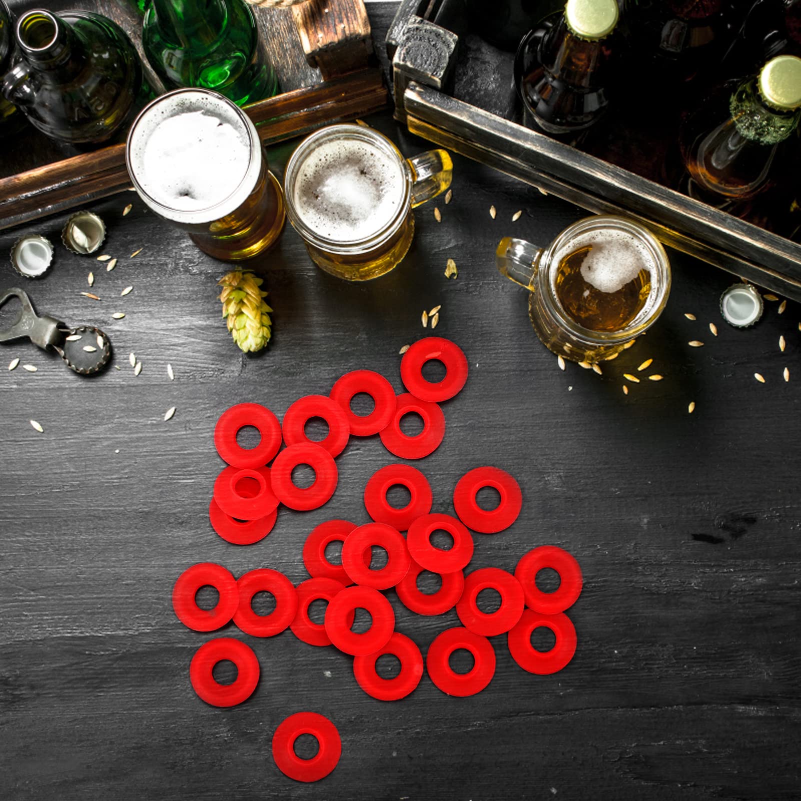 25Pcs Red Silicone Gaskets for Swing Top Bottles - Durable Rubber Seals for Home Brewing, Beer Bottles & Flip Top Lids - Perfect for Homebrew, Kombucha, and Fermentation Projects