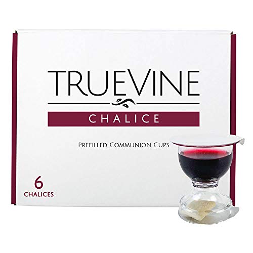 TrueVine Chalice Prefilled Communion Cups with Bread & Juice - 6 Pack Fresh Communion Set for Church Services, Home Worship & Christian Events - Easy-Open Disposable Chalice Cups for Holy Communion